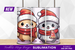 Cute Christmas Animals With Santa Hats And Scarves Tumbler Product Image 1