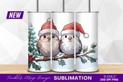 Two Christmas Birds On Snowy Branch Tumbler Png Product Image 1