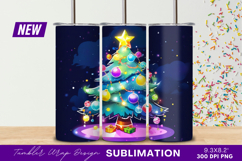 Cartoon Christmas Tree With Gifts Tumbler Png Product Image 1