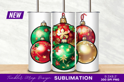 Christmas Ornaments Green Red And Gold Tumbler Png Product Image 1