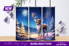 Cartoon Reindeer In Snowy Winter Wonderland Scene Tumbler Product Image 1