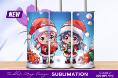 Anime Christmas Girls With Gifts Tumbler Png Product Image 1
