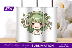 Cute Anime Girl With Green Hair Tumbler Png Product Image 1