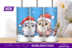 Two Cute Birds Celebrate Christmas Season Tumbler Png Product Image 1