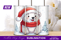 Cute Christmas Polar Bear Cartoon Illustration Tumbler Png Product Image 1