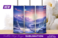 Enchanted Winter Landscape With Mountains Tumbler Png Product Image 1