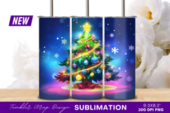 Cartoon Christmas Tree With Star And Ornaments Tumbler Png Product Image 1