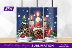 Festive Holiday Candles With Pinecones Tumbler Png Product Image 1