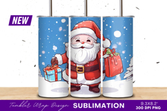 Cartoon Santa Claus Delivering Gifts Illustration Tumbler Product Image 1