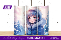 Anime Girl Winter Snow Hooded Coat Tumbler Png Product Image 1