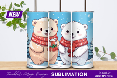 Cute Bears With Scarves Winter Illustration Tumbler Png Product Image 1
