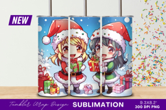 Anime Christmas Girls With Gifts Tumbler Png Product Image 1
