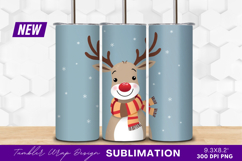 Cute Reindeer With Scarf In Snowfall Tumbler Png Product Image 1