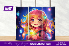 Anime Girl With Glowing Lights Tumbler Png Product Image 1