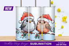 Christmas Birds On Branch Tumbler Png Design Product Image 1