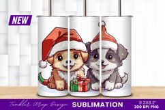 Christmas Puppies With Gift Tumbler Png Product Image 1