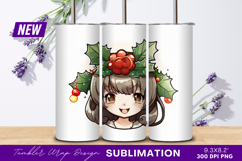 Anime Girl With Christmas Holly Headband Tumbler Product Image 1