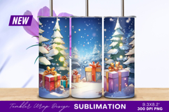 Snowy Christmas Scene With Gifts Tumbler Png Product Image 1