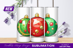 Three Festive Cartoon Christmas Ornaments Tumbler Png Product Image 1