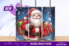 Santa Claus With Christmas Gifts Illustration Tumbler Product Image 1