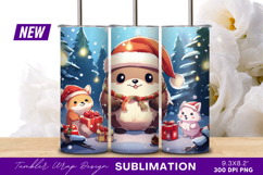 Cute Animals Celebrate Christmas Tumbler Png Product Image 1