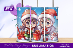Christmas Anime Girls With Gifts Tumbler Png Product Image 1