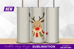 Cute Christmas Reindeer With Scarf Tumbler Png Product Image 1