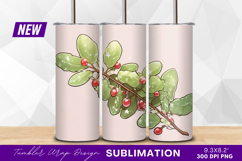 Cartoon Branch With Berries And Leaves Tumbler Png Product Image 1