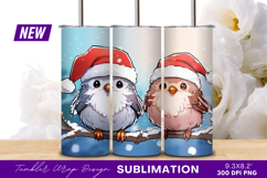 Two Christmas Birds On Snowy Branch Tumbler Png Product Image 1