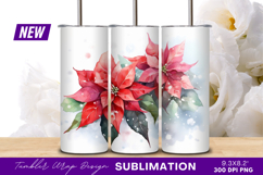 Watercolor Poinsettia Arrangement For Christmas Tumbler Png Product Image 1