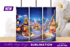 Christmas Village Winter Wonderland Scene At Night Tumbler Product Image 1