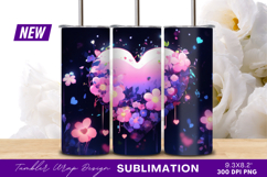 Heart With Flowers Tumbler Png Background Product Image 1