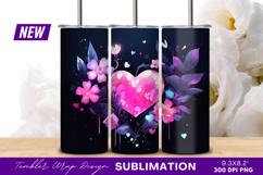 Pink Heart Surrounded By Flowers And Leaves tumbler png Product Image 1
