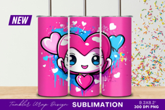 Kawaii Heart Girl With Abstract Backdrop Tumbler Png Product Image 1