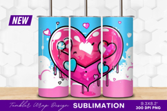 Pink Heart With Blue And White Hearts tumbler Product Image 1