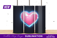 Pink Heart With Blue Glow Tumbler Png Product Image 1