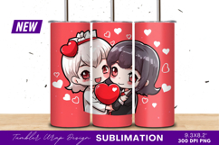 Cute Chibi Girls Love Hearts Tumbler Png Product Image 1