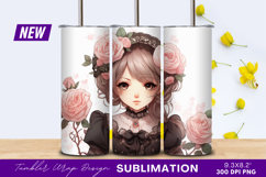 Anime Girl With Roses Illustration Tumbler Png Product Image 1