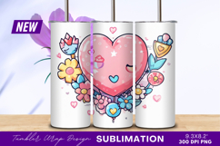 Kawaii Heart With Flowers Cute Vector Design Tumbler Png Product Image 1