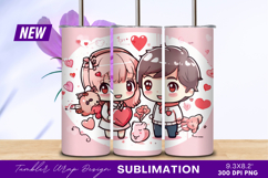 Kawaii Valentines Day Couple Illustration Tumbler Png Product Image 1