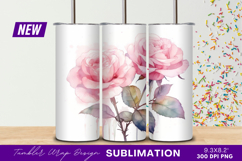 Watercolor Pink Roses Floral Illustration Isolated Tumbler Product Image 1