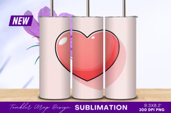 Pink Heart Cartoon Style Tumbler Png Product Image 1
