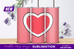Pink Heart With White Border Tumbler Png Product Image 1