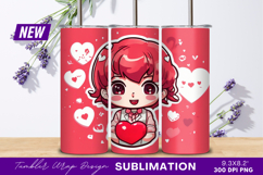 Cartoon Boy Offering Heart Valentine Tumbler Png Product Image 1
