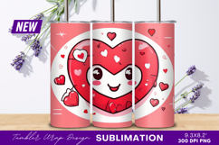 Kawaii Heart Character Valentine Illustration Tumbler Png Product Image 1