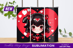 Anime Girl With Hearts Valentines Day Design Tumbler Png Product Image 1