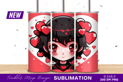 Anime Girl Surrounded By Hearts Tumbler Png Product Image 1