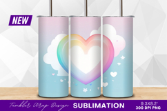 Rainbow Heart With Clouds Tumbler Png Design Product Image 1