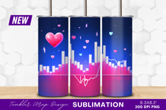 Heartbeat Pulse With Pink Hearts Tumbler Png Product Image 1
