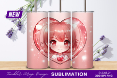 Anime Girl With Heart Tumbler Png Design Product Image 1